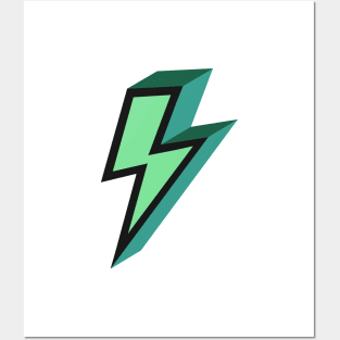 Green Bold Lightning Bolt Posters and Art